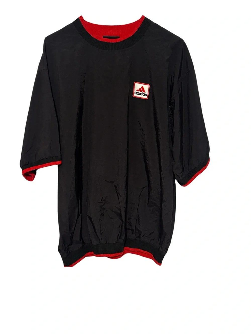 adidas Black Short Sleeve Pullover with Red Trim